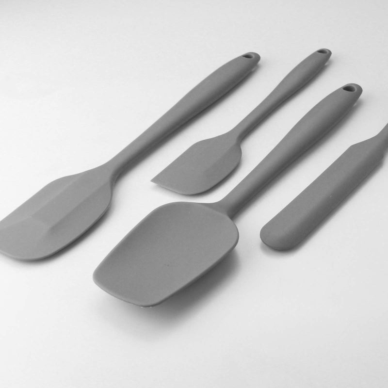 JXWING 4 Piece Silicone Spatula Set, Flexible Heat Resistant Non-scratch Baking Cooking Rubber Spatulas with Stainless Steel Core, Gray - Image 3